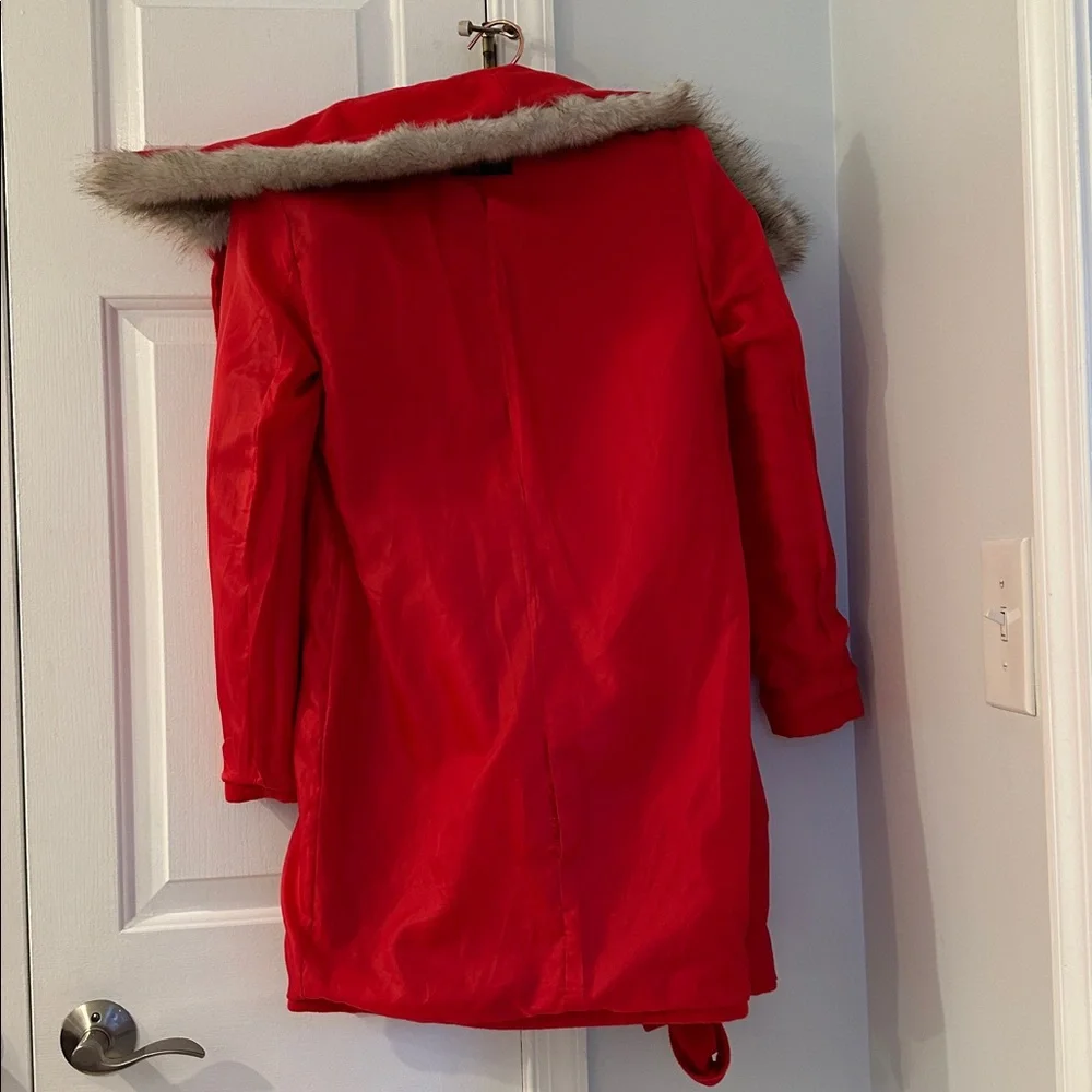 Red Coat with Faux Fur Collar